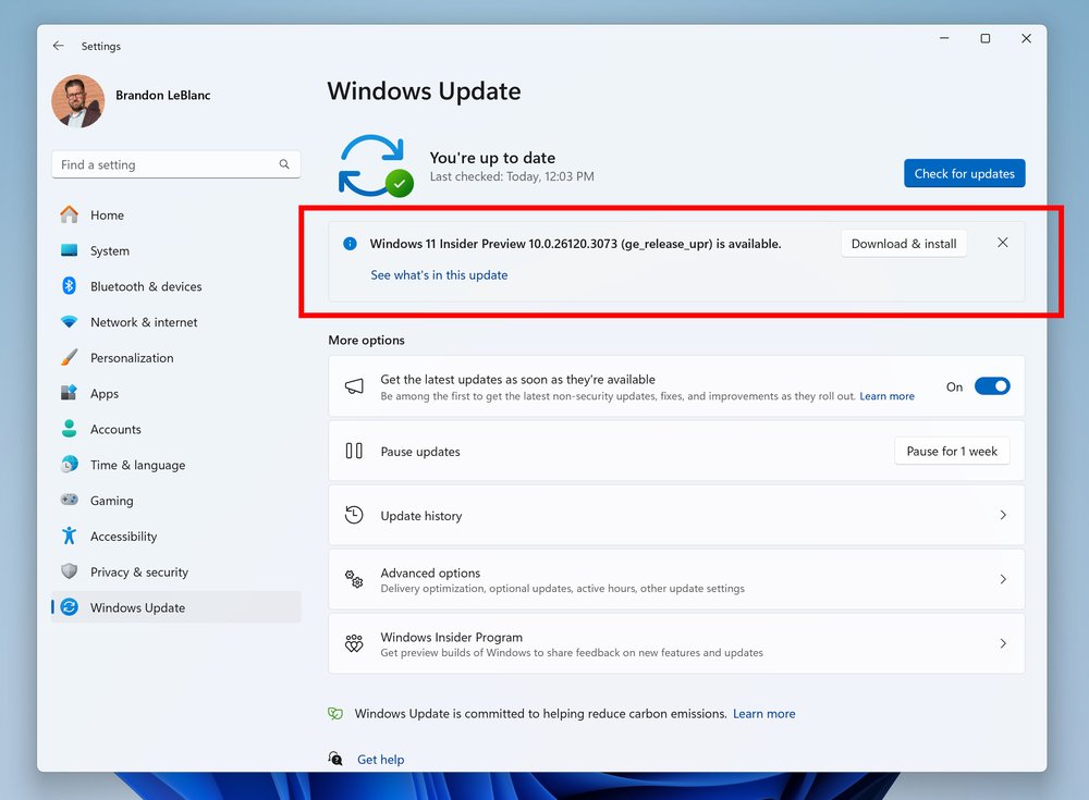Microsoft выпустила новые сборки Windows 11 Insider Preview 26H1 для каналов Beta и Experimental