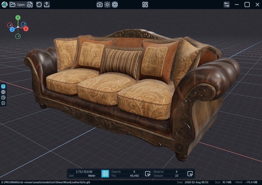Tridi Viewer 1.3: нативный 3D-просмотрщик для Windows получил поддержку проектов и PBR-рендеринг
